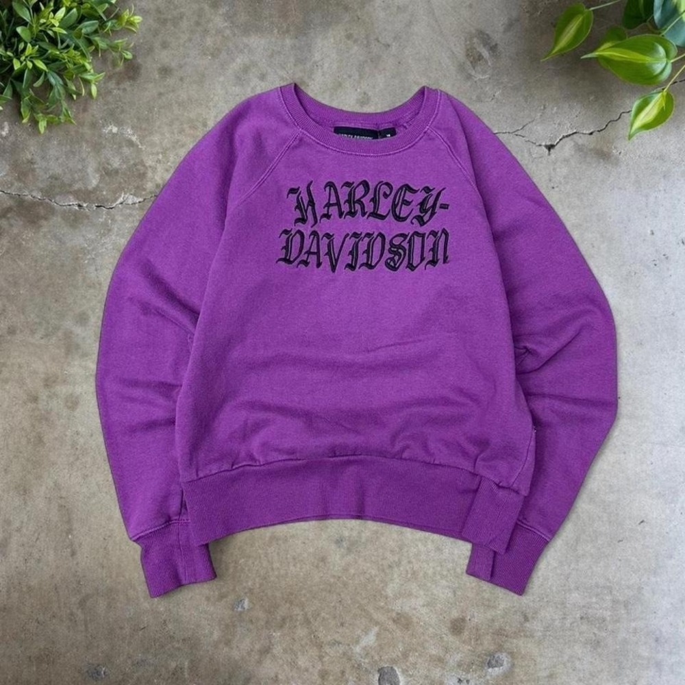 Purple Harley Davidson spell out crewneck sweatshirt size xs